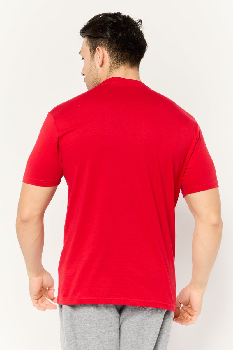 LOTTO Men Sportswear Fit Short Sleeve Outdoor T-Shirts, Red/White - Image 3