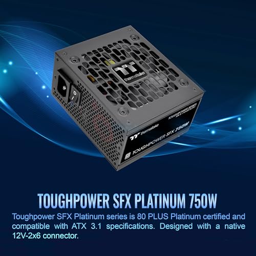 Thermaltake Toughpower SFX 750W 80Plus Platinum ATX 3.1 Standard Power Supply; 300W 12V-2x6 Connector Included; Full Modular; 90mm FDB Fan; PS-STP-0750FNFAPU-1; 7 Year Warranty - Image 2