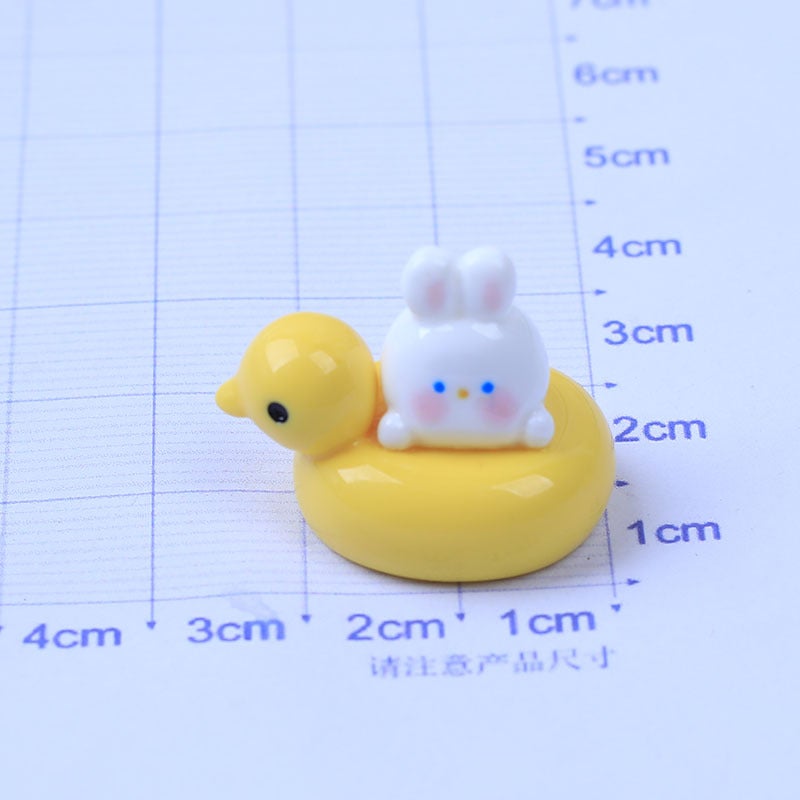 Bright Face Swimming Ring Animal Resin Small Accessories Cream Glue Diy Handmade Material Homemade Mobile Phone Shell Hair Accessories Hole - Image 1