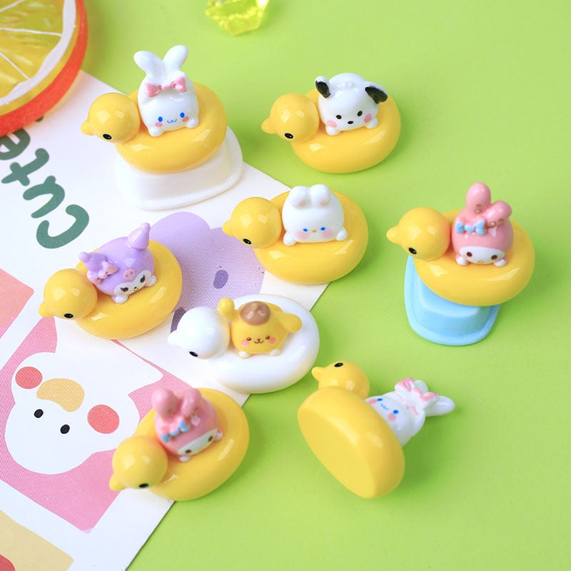 Bright Face Swimming Ring Animal Resin Small Accessories Cream Glue Diy Handmade Material Homemade Mobile Phone Shell Hair Accessories Hole - Image 3