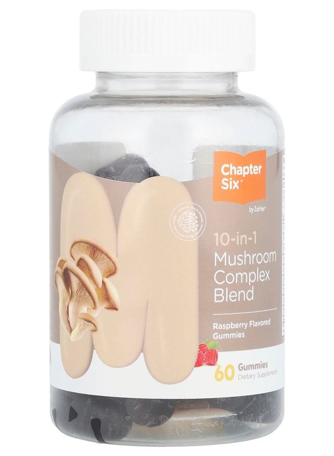 Chapter Six 10-in-1 Mushroom Complex Blend Gummies Raspberry 60 Gummies - Image 1
