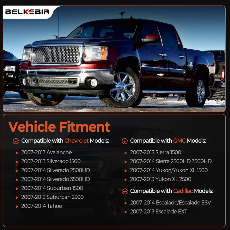 BELKEBIR 4 PCS Exterior Chrome Door Handle Front Rear Driver Passenger Compatible with 2007-2014 Chevy Silverado Suburban Avalanche Tahoe, GMC Sierra Yukon, Cadillac Escalade Replace 20828258 22738721 25960525 Personal & public compatible - Image 2