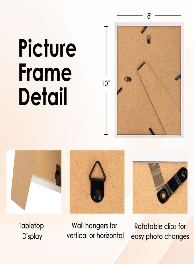 FIXSMITH 8x10 Picture Frame, White Photo Frame with HD Plexiglass, Display Pictures 5x7 with Mat or 8x10 Without Mat, Picture Frames Collage for Tabletop or Wall Display, 2 Pack - Image 4