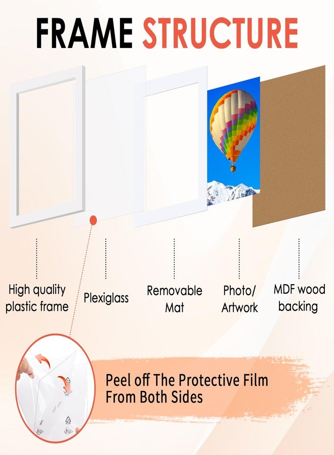 FIXSMITH 8x10 Picture Frame, White Photo Frame with HD Plexiglass, Display Pictures 5x7 with Mat or 8x10 Without Mat, Picture Frames Collage for Tabletop or Wall Display, 2 Pack - Image 3