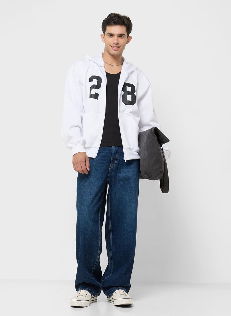 Seventy Five Oversized Graphic Zipped Hoodie - Image 4