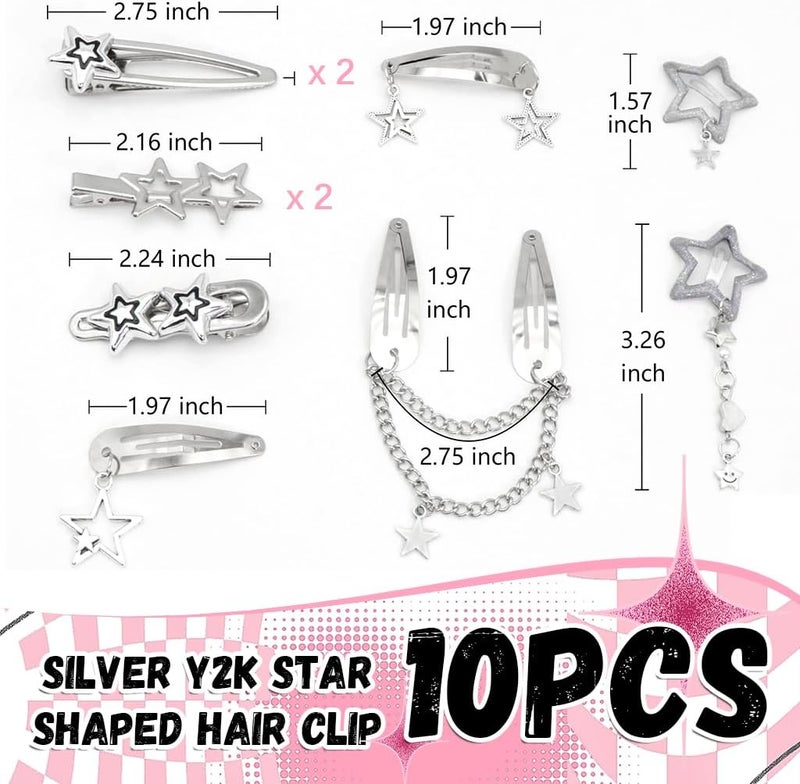 Hannea 10Pcs Hair Clips for Girls Women Y2K Accessories Cute Metal Star Hair Pins Fashion Style Star Hair Barrettes Clips Gifts Korean Style Stylish Punk Hair Accessories for Women, Girls - Image 2