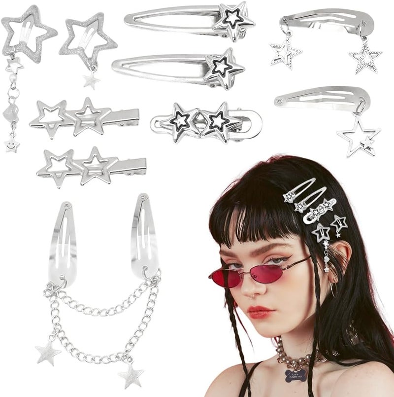 Hannea 10Pcs Hair Clips for Girls Women Y2K Accessories Cute Metal Star Hair Pins Fashion Style Star Hair Barrettes Clips Gifts Korean Style Stylish Punk Hair Accessories for Women, Girls - Image 1