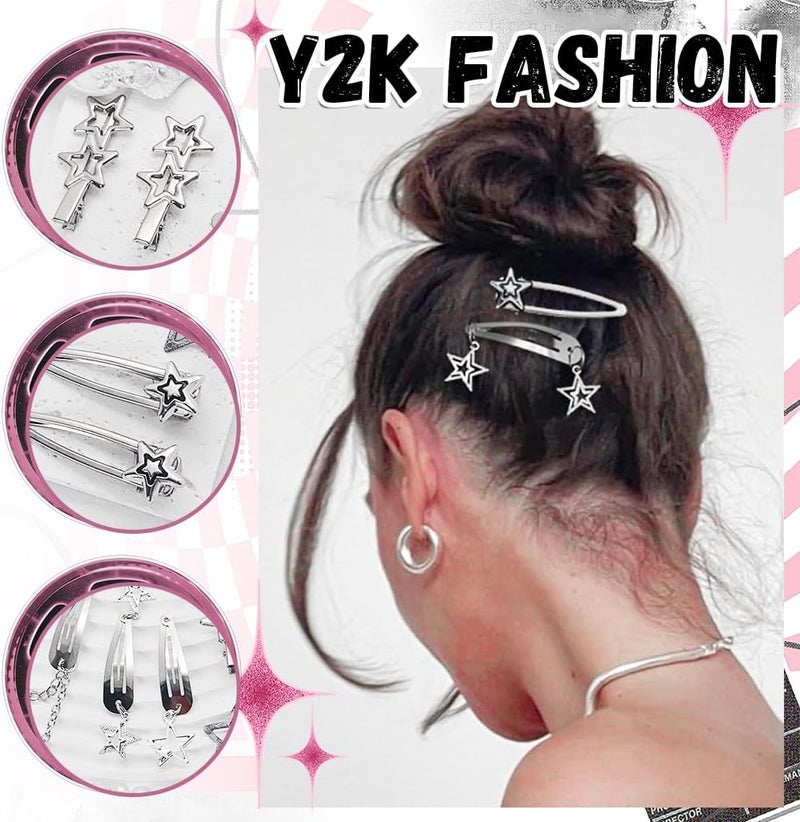 Hannea 10Pcs Hair Clips for Girls Women Y2K Accessories Cute Metal Star Hair Pins Fashion Style Star Hair Barrettes Clips Gifts Korean Style Stylish Punk Hair Accessories for Women, Girls - Image 3