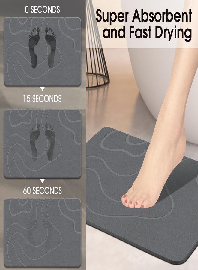 ZIKIBL Stone Bath Mat Diatomaceous Earth Shower Mat Non-Slip Super Absorbent Diatomite Stone Mats for Bathroom Floor Quick-Drying Easy to Clean (24''*16'' Grey) - Image 3