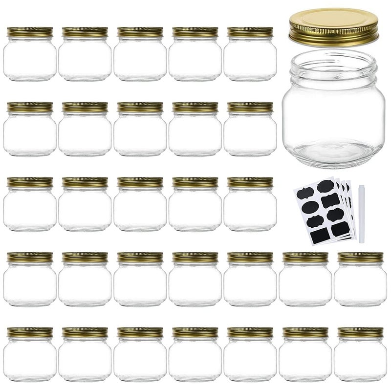 Encheng 8 oz Glass Jars With LidsBall Regular Mouth Mason Jars For StorageCanning Jars For CaviarHerbJellyJamsHoneyDishware SafeSet Of 24