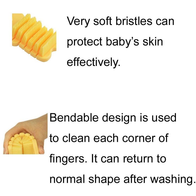 JINCH Nail Scrubber Brush Kids Finger Nails Scrub Scrubbing Cleaning Washing Brushes with Soft Bristle for Baby and Children Animal Style and 2 Colors Choice Yellow - Image 5