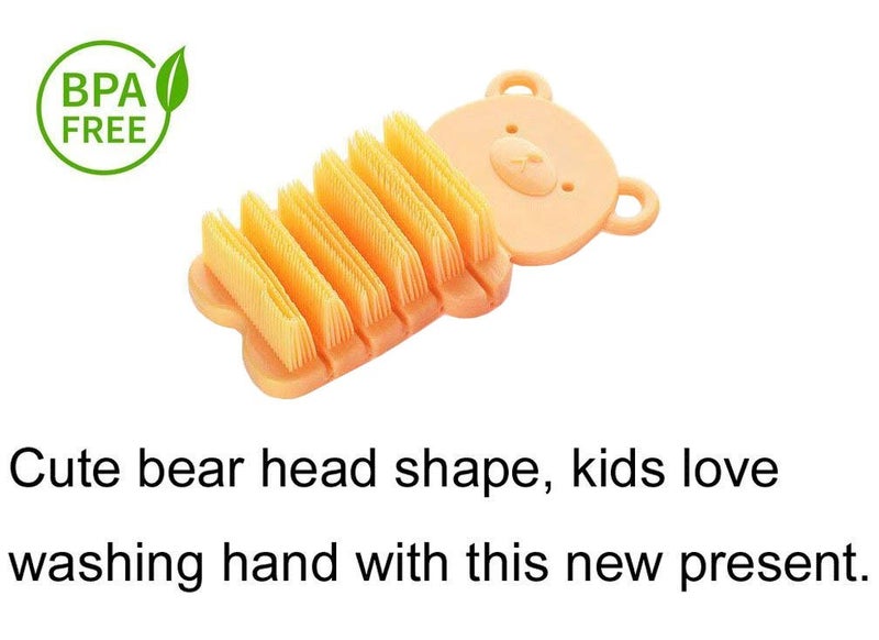 JINCH Nail Scrubber Brush Kids Finger Nails Scrub Scrubbing Cleaning Washing Brushes with Soft Bristle for Baby and Children Animal Style and 2 Colors Choice Yellow - Image 3