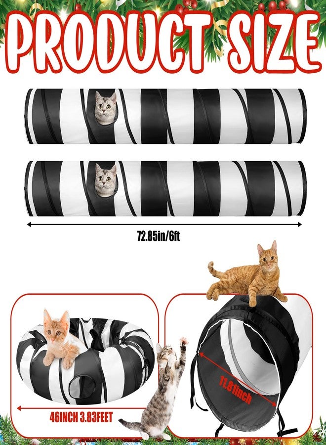 SilTriangle 4' x 4' x 11.8'' Cat Tunnel Christmas Tree Skirt Black and White Cat Tunnel Bed Under Christmas Tree 142'' Long Detachable Donut Tube for Indoor Cats Xmas Kitty Cave for Kitten Kitty - Image 2