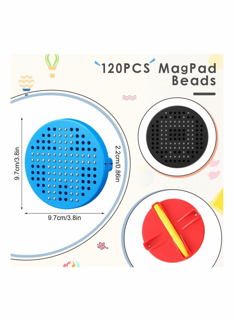 SYOSI 3 Pack Mini Magnetic Bead Board for Kids Magnetic Drawing Board for Toddlers School Kindergarten Magnet Toys Gift Drawing Stylus Round Magnet Tablet Pad Erasable Reusable Writing Playboard Stem  - Image 3
