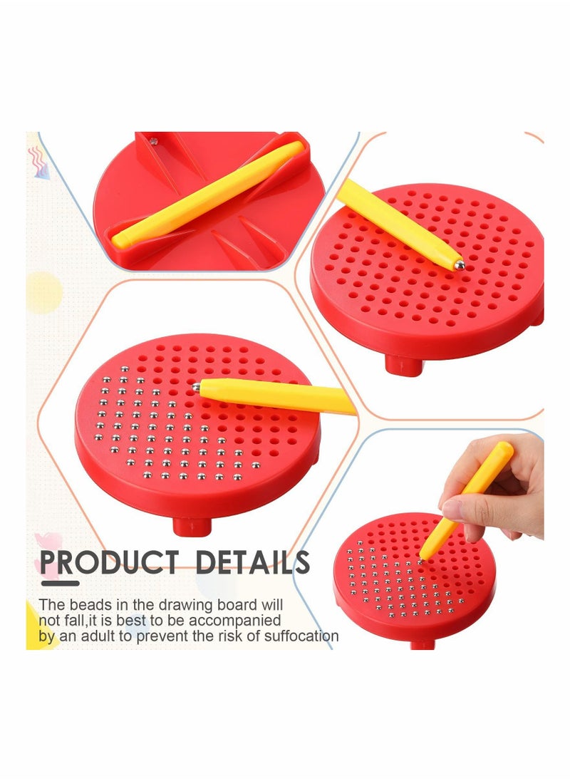 SYOSI 3 Pack Mini Magnetic Bead Board for Kids Magnetic Drawing Board for Toddlers School Kindergarten Magnet Toys Gift Drawing Stylus Round Magnet Tablet Pad Erasable Reusable Writing Playboard Stem  - Image 2