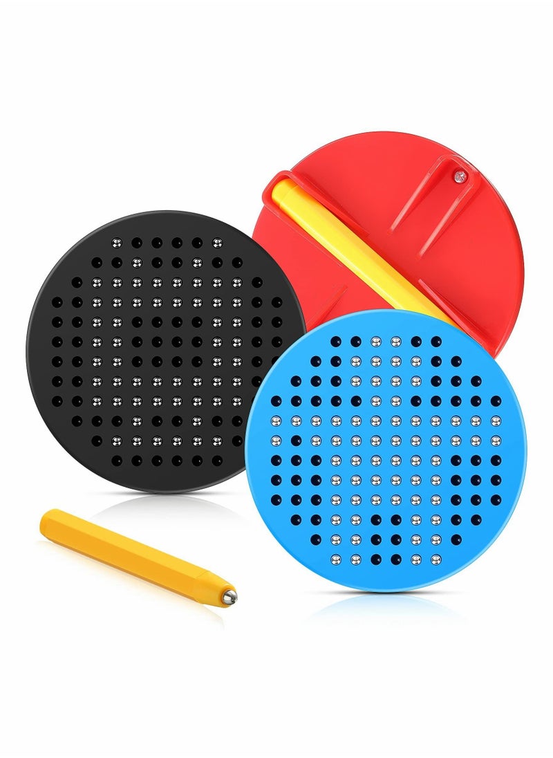 SYOSI 3 Pack Mini Magnetic Bead Board for Kids Magnetic Drawing Board for Toddlers School Kindergarten Magnet Toys Gift Drawing Stylus Round Magnet Tablet Pad Erasable Reusable Writing Playboard Stem  - Image 1