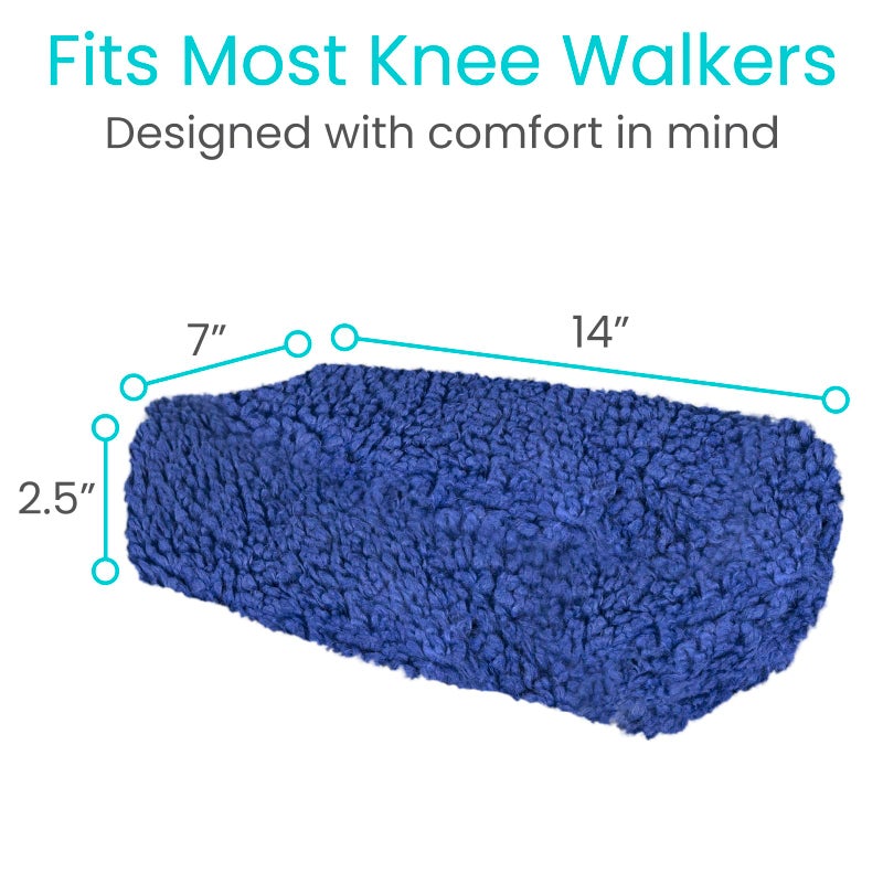 Vive Mobility Knee Scooter Pad Cover - Soft Plush Adult Sheepskin Memory Foam Cushion, Walker Accessory for Knee Roller, Padded Accessories Leg Cart Improves Comfort with Injury, Universal Fit (Blue) - Image 5