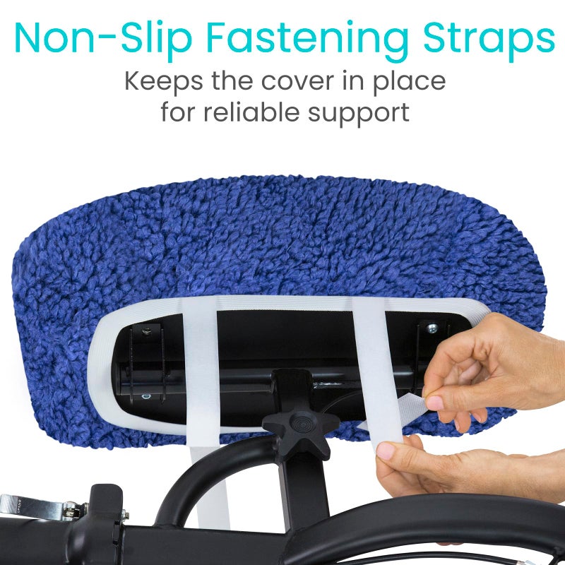 Vive Mobility Knee Scooter Pad Cover - Soft Plush Adult Sheepskin Memory Foam Cushion, Walker Accessory for Knee Roller, Padded Accessories Leg Cart Improves Comfort with Injury, Universal Fit (Blue) - Image 4