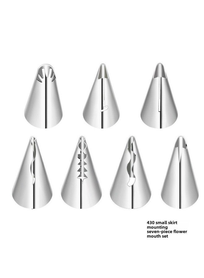 48 Diy Cream Glue Pastry Nozzle Stainless Steel Pastry Tool Decoration Pastry Nozzle Free Combination-Specifications:7-piece Skirt Decorating Tips Set - Image 1
