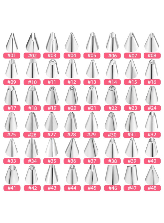 48 Diy Cream Glue Pastry Nozzle Stainless Steel Pastry Tool Decoration Pastry Nozzle Free Combination-Specifications:7-piece Skirt Decorating Tips Set - Image 2