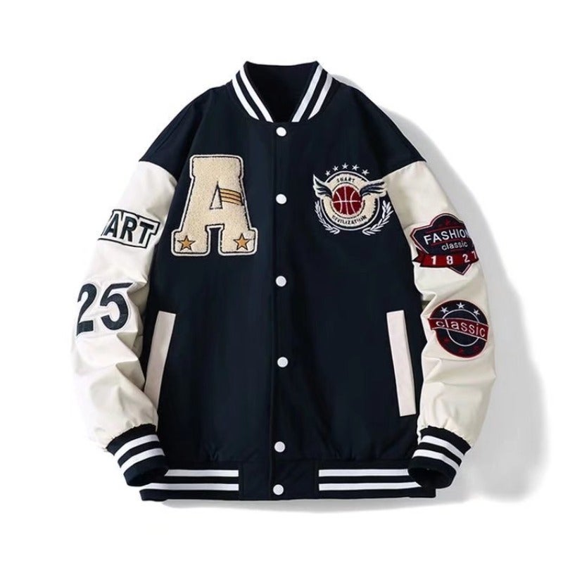 Baseball Jacket Men'S Plus Size Plus Size Loose Fashion Brand Ins Casual Street Hip Hop All-Match Jacket - Image 3