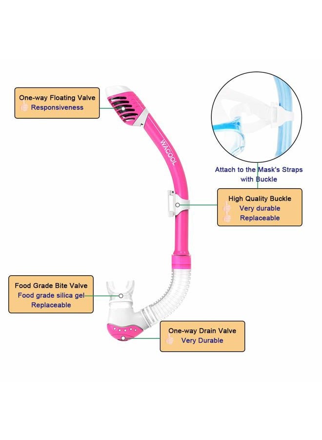 WACOOL Snorkeling Snorkel Package Set for Kids Youth Junior, Anti-Fog Coated Glass Diving Mask, Snorkel with Silicon Mouth Piece,Purge Valve and Anti-Splash Guard. (Pink) - Image 5