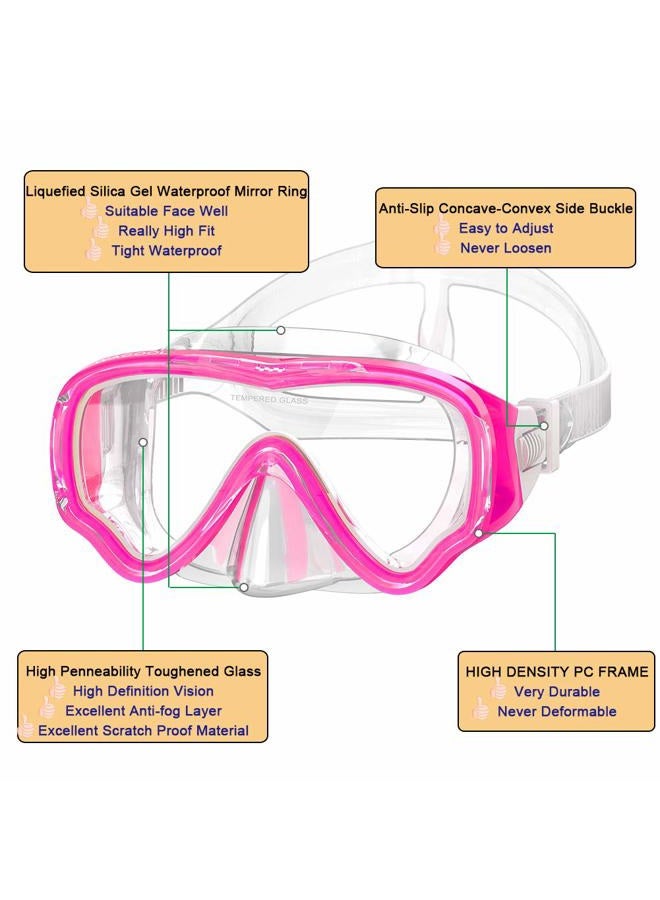 WACOOL Snorkeling Snorkel Package Set for Kids Youth Junior, Anti-Fog Coated Glass Diving Mask, Snorkel with Silicon Mouth Piece,Purge Valve and Anti-Splash Guard. (Pink) - Image 4