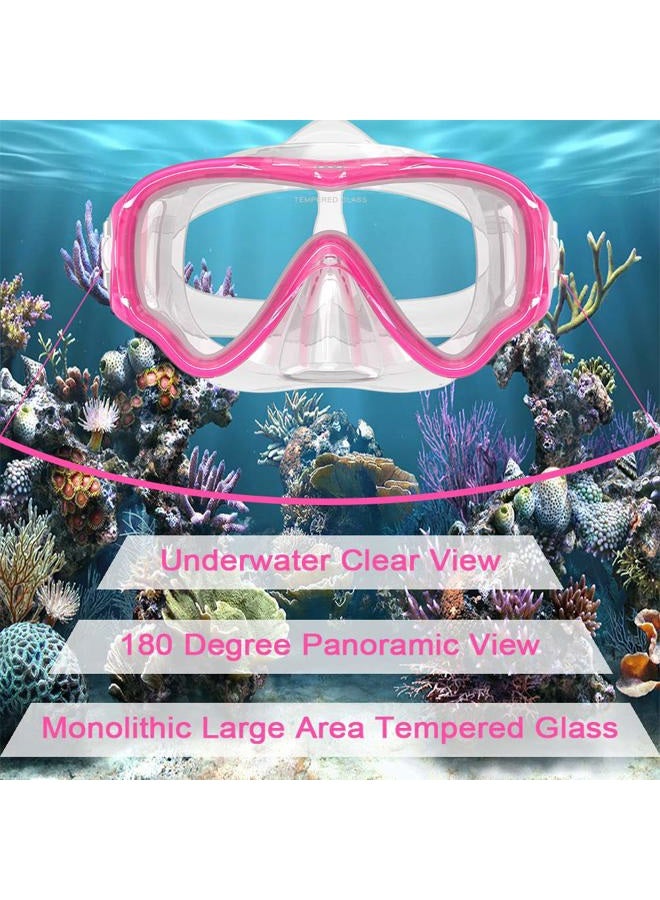 WACOOL Snorkeling Snorkel Package Set for Kids Youth Junior, Anti-Fog Coated Glass Diving Mask, Snorkel with Silicon Mouth Piece,Purge Valve and Anti-Splash Guard. (Pink) - Image 2