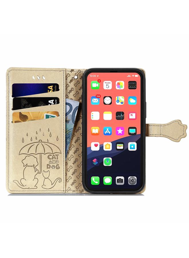 S-TOP Case For iPhone 13 Pro Max Cute Cat and Dog Embossed Horizontal Flip Leather Case with Holder & Card Slots & Wallet & Lanyard - Image 3