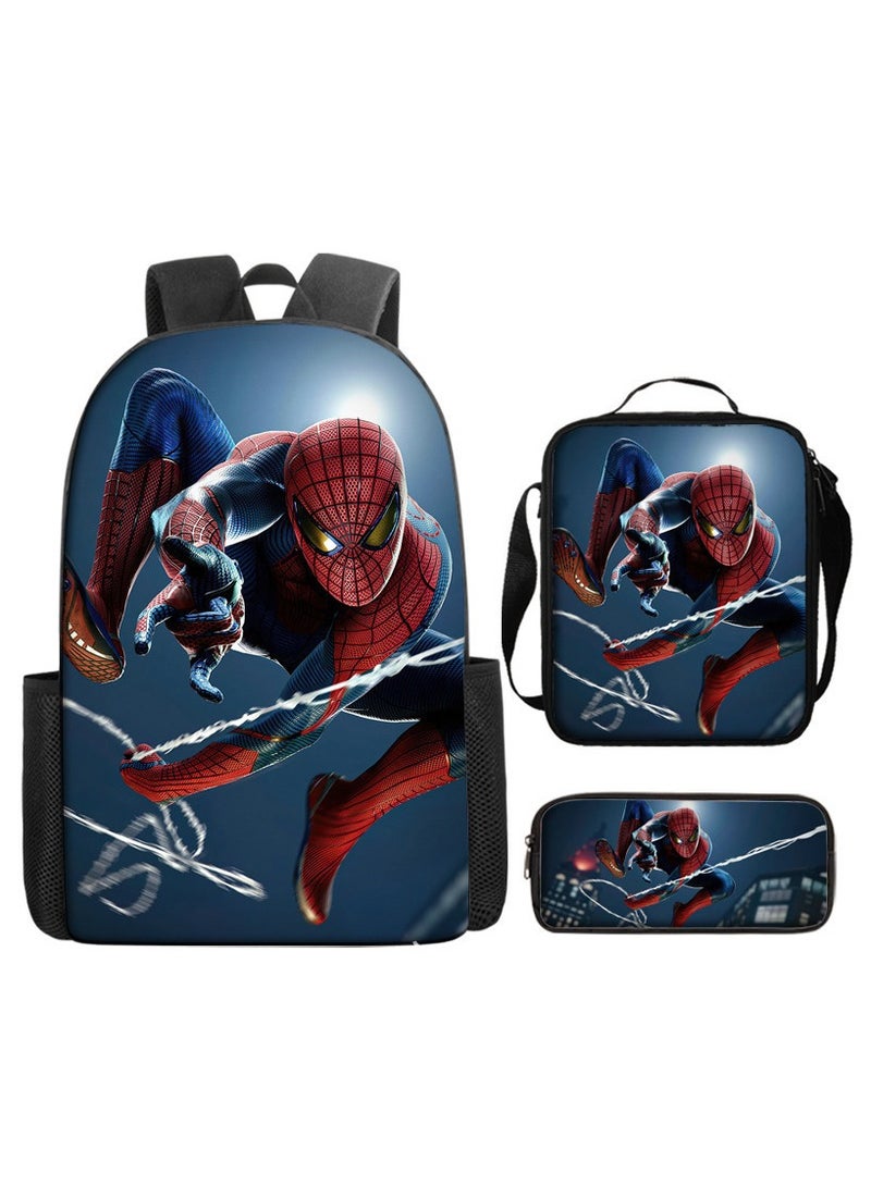 Naruto Spiderman Hero Cartoon Backpack Three-Piece Set 29*42*16cm