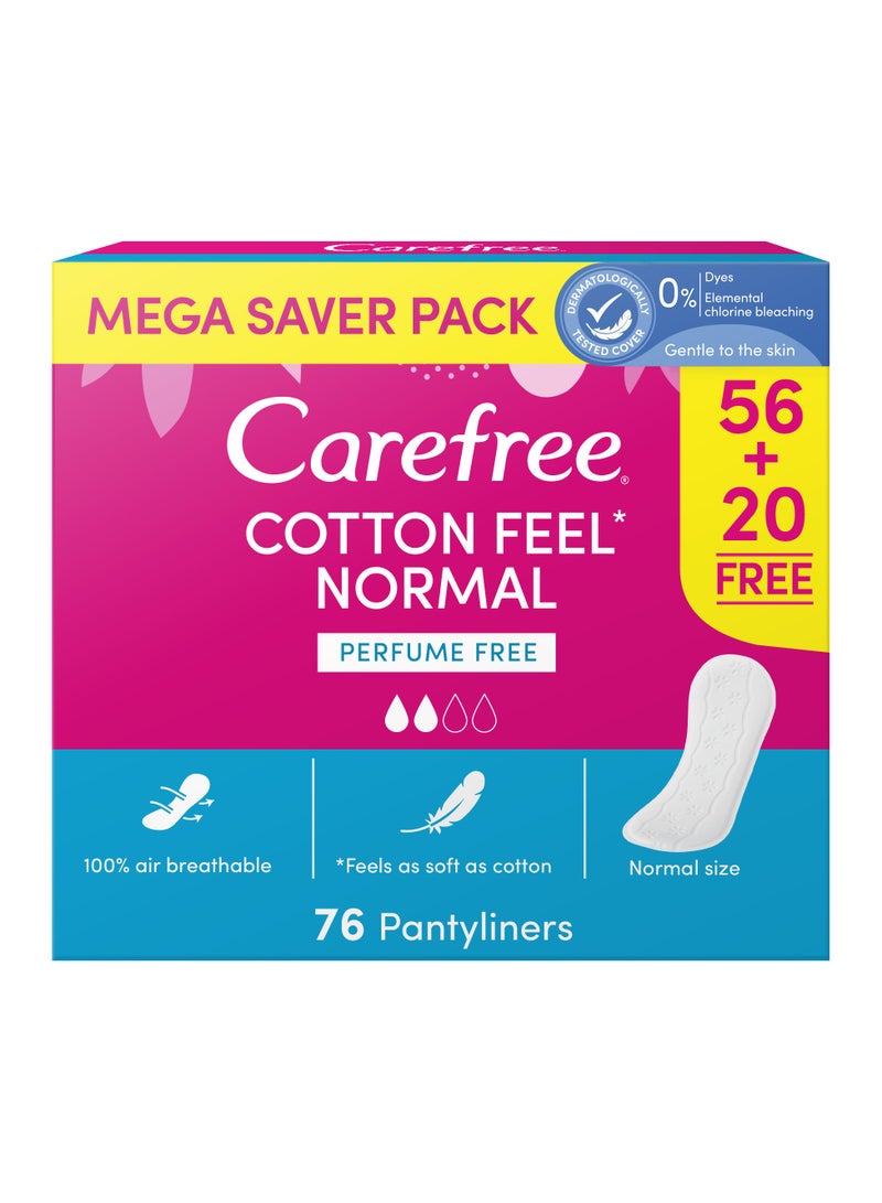 Carefree Panty Liners Cotton Unscented 76 Pcs - Image 1