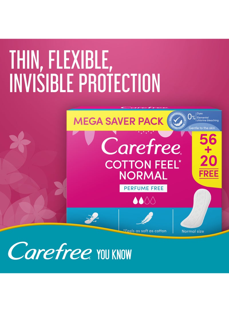 Carefree Panty Liners Cotton Unscented 76 Pcs - Image 2