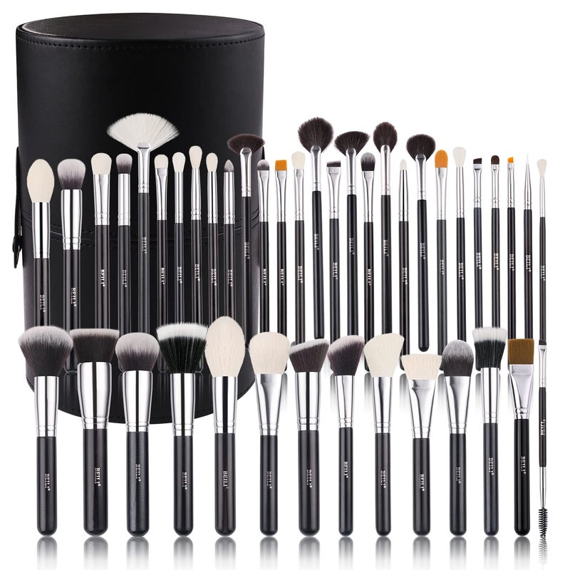BEILI Makeup Brushes 42pcs Makeup Brush Set Premium Goat Synthetic Hair Kabuki Foundation Blending Brush Face Powder Blush Concealers Eye Shadows Make Up Brushes Kit with CaseBlack - Image 2