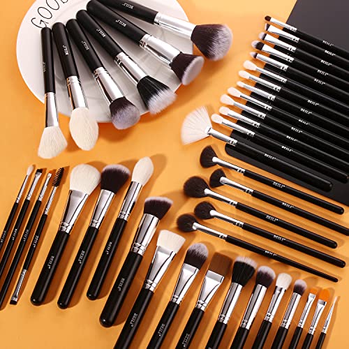 BEILI Makeup Brushes 42pcs Makeup Brush Set Premium Goat Synthetic Hair Kabuki Foundation Blending Brush Face Powder Blush Concealers Eye Shadows Make Up Brushes Kit with CaseBlack - Image 3