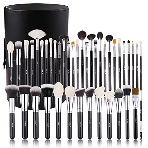 BEILI Makeup Brushes 42pcs Makeup Brush Set Premium Goat Synthetic Hair Kabuki Foundation Blending Brush Face Powder Blush Concealers Eye Shadows Make Up Brushes Kit with CaseBlack - Image 1