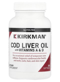 Kirkman Labs Cod Liver Oil with Vitamins A & D 300 Softgels 
