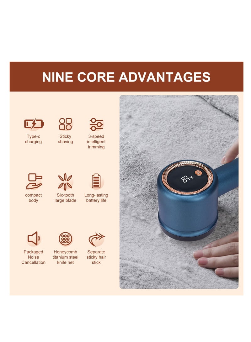 SYOSI Fabric Shaver, Portable Bobble Remover for Clothes with LED Digital Display and 2-In-1 Lint Roller Wool, Defuzzer Fluff Remover Quick and Effective with 3 Speed Adjustable (3 Blades Included) - Image 3