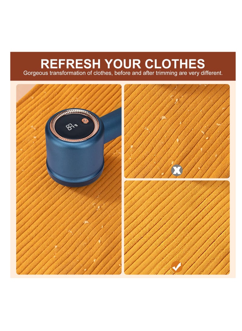 SYOSI Fabric Shaver, Portable Bobble Remover for Clothes with LED Digital Display and 2-In-1 Lint Roller Wool, Defuzzer Fluff Remover Quick and Effective with 3 Speed Adjustable (3 Blades Included) - Image 2