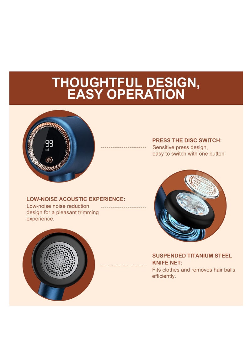 SYOSI Fabric Shaver, Portable Bobble Remover for Clothes with LED Digital Display and 2-In-1 Lint Roller Wool, Defuzzer Fluff Remover Quick and Effective with 3 Speed Adjustable (3 Blades Included) - Image 4