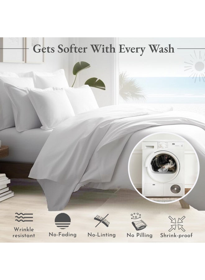 California Design Den California Design Den 6-Pc King Size Sheet Set with 4 Pillowcases - Soft 400 Thread Count 100% Cotton Sheets, Cooling Sateen Weave, Luxury Deep Pocket Bedsheets Set - Bright White - Image 4