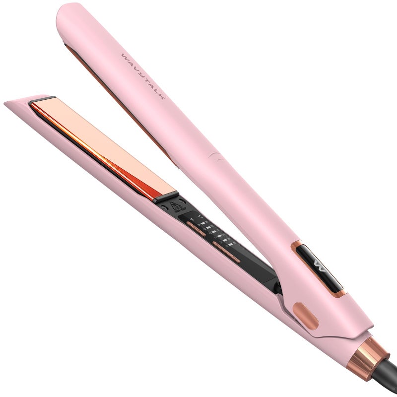 Wavytalk Professional Flat Iron Hair Straightener and Curler 2 in 1, Titanium Flat Iron for One-Pass Wonder 10S Fast Heat Up, Glide & Shine Straightener with Dual Voltage (1.18 Inch) - Image 1