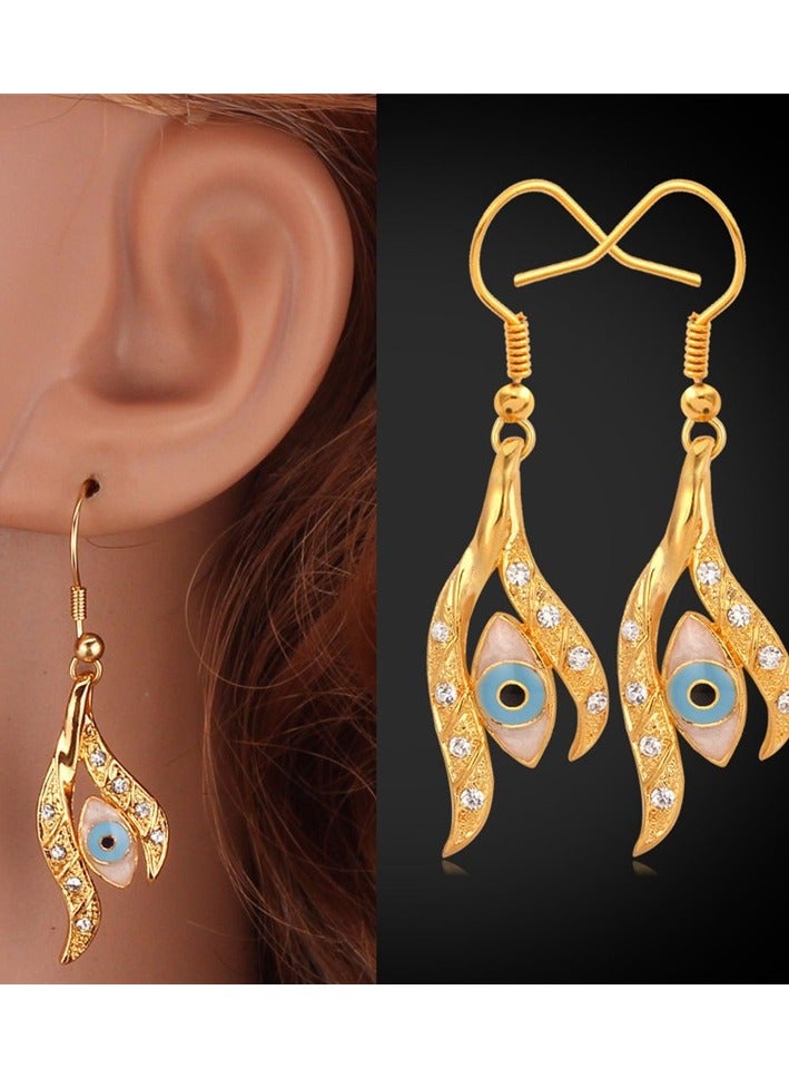 DubaiGallery Evil Eye Turkish Lucky Gift Women Trendy 18k Gold plated pendant Earrings Necklace Set - Image 4