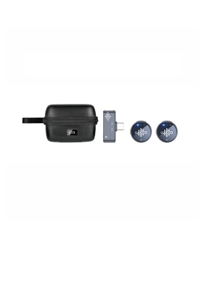 LUUCCO AirWave K2 2-Person Wireless Lavalier Microphone USB-C for Mobile Phones with Charging Case Lapel Mic for Vloging Interviews and Live Streaming - Image 1