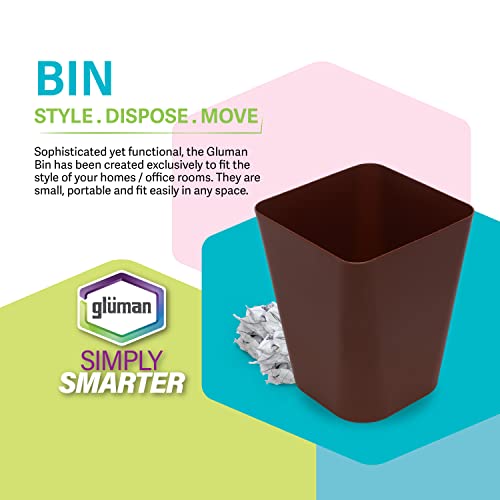 Gluman Open-Top Waste Bin for Home and Office | High Grade Plastic | Conveniently Small and Portable Size | Durable & Long-lasting (7 Litre Bin) (Brown (Pack of 2)) - Image 3