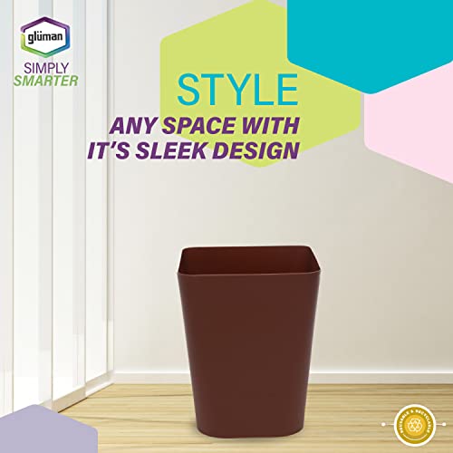 Gluman Open-Top Waste Bin for Home and Office | High Grade Plastic | Conveniently Small and Portable Size | Durable & Long-lasting (7 Litre Bin) (Brown (Pack of 2)) - Image 2