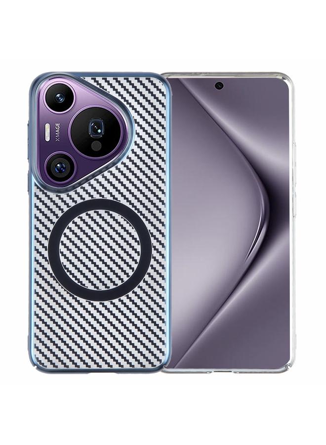 زبون جراب لهاتف Huawei Pura 70 Pro /70 Pro+ مصنوع من ألياف الكربون المطلية بـ 6D، جراب شفاف من Magsafe PC - Image 1