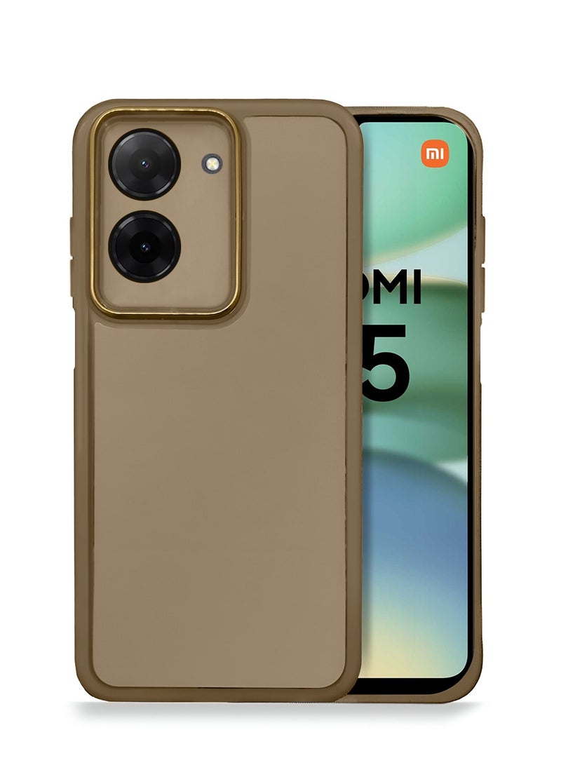 Wtech Xiaomi Redmi A5 4G 2025 Soft Transparent TPU Silicone Ultra Thin Phone Stylish Electroplated Camera Border Back Case Cover - Brown - Image 1