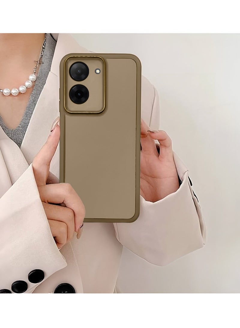 Wtech Xiaomi Redmi A5 4G 2025 Soft Transparent TPU Silicone Ultra Thin Phone Stylish Electroplated Camera Border Back Case Cover - Brown - Image 4