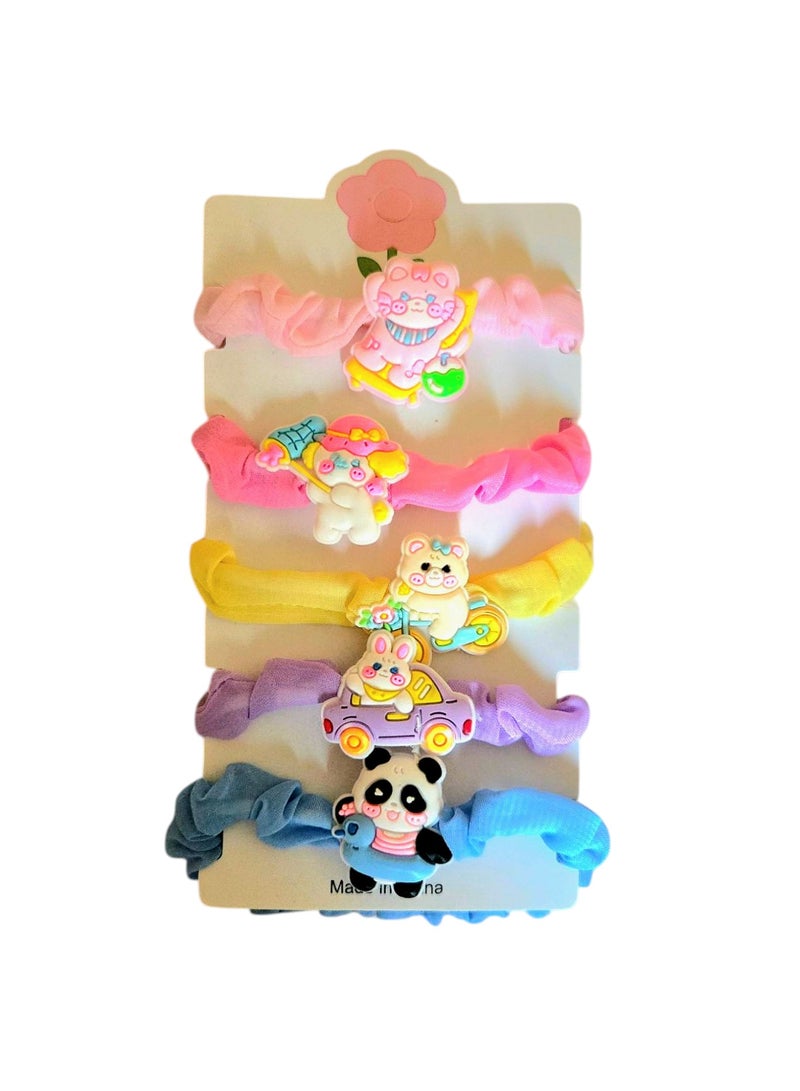 Set of 5 Colorful Hair Ties for Girls - Image 1