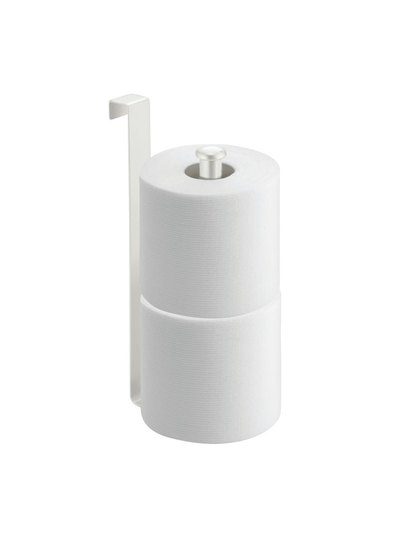 InterDesign iDesign Classico Metal Toilet Paper Reserve  Over the Tank Tissue Organizer for Bathroom Storage  2"" x 4.5"" x 10.75""  Pearl White  - Image 1